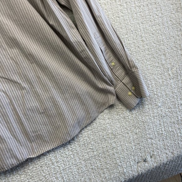 Tommy Hilfiger Stripped Shirt Men's Sz 17 Striped Crest Lion Down Casual Preppy - Picture 14 of 15
